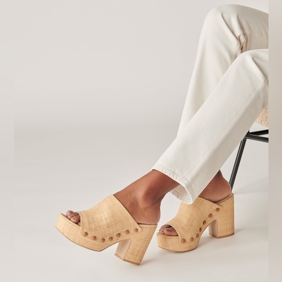 Dolce Vita Emol Heels Natural Raffia - Picture 1 of 16